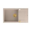 Quadron EVAN 136 XL GraniteQ zlewozmywak z syfonem Push To Open 1-komorowy z/o (860x500x210; kom. 420x490) pearl beige / elementy złote HCQE58650U2PVDG1P2O